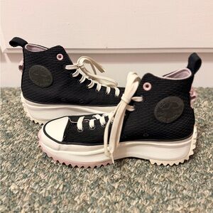 Rockstar Converse Black and Pink Platform Sneakers